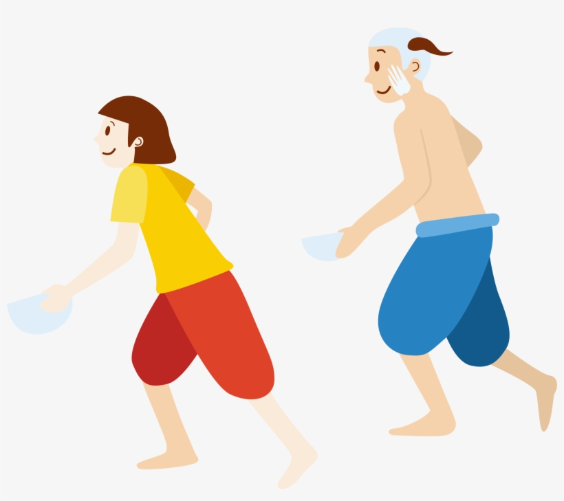 Yellow Cartoon Water Festival - Songkran Water Festival Png, transparent png