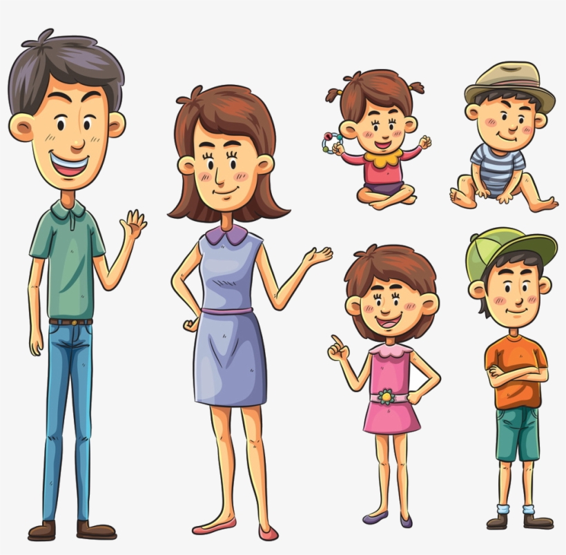 Cartoon Family Drawing Illustration - Family Character Vector, transparent png