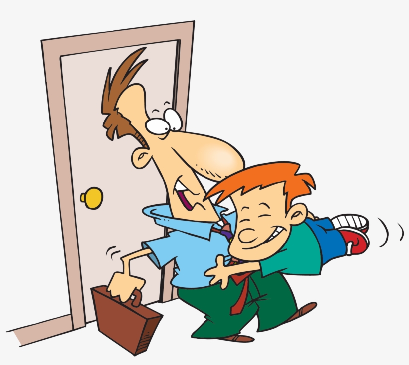 Family Hugging Clipart - Dad Hug Cartoon, transparent png