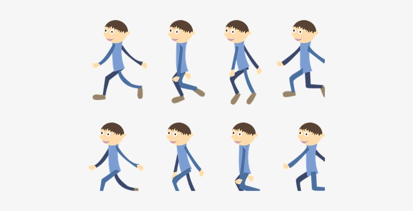 Boy Walk Cartoon Animation Figure Simple B - Vector Clip Art That Can Be Ungrouped, transparent png