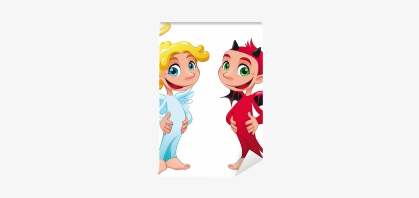 Baby Angel And Devil - Angel And Devil Cartoon, transparent png