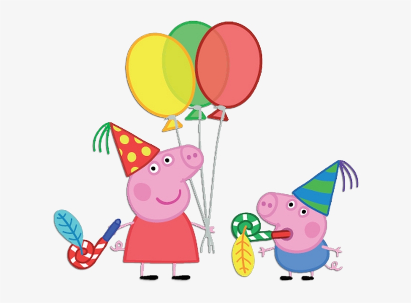 Peppa Pig Balloons Png Vector Free Download - Peppa Pig With Balloons, transparent png
