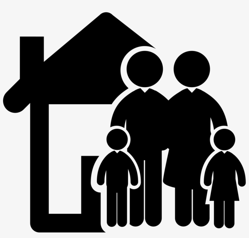 Family Of Four In Front Of Their Home Comments - Family Home Icon Png, transparent png