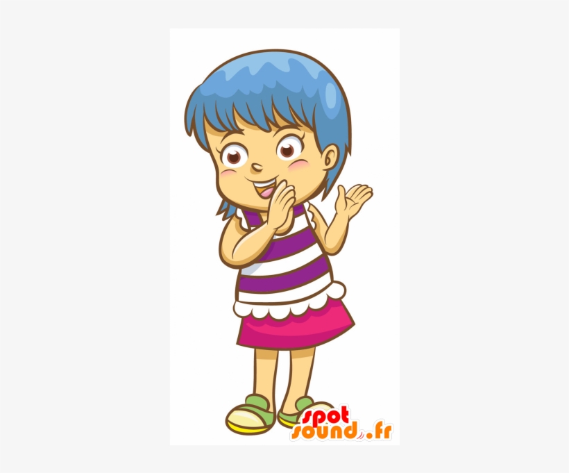 Mascotte Chica Con El Pelo Azul - Clapping Clipart Png, transparent png