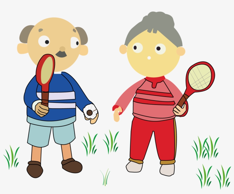 Badminton Athlete Old Age Sport - รูป ผู้ สูงอายุ การ์ตูน, transparent png