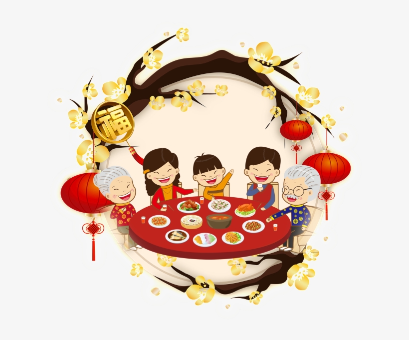 This Graphics Is Hand Drawn Cartoon Family Reunion - Greeting Card For Chinese New Year, transparent png