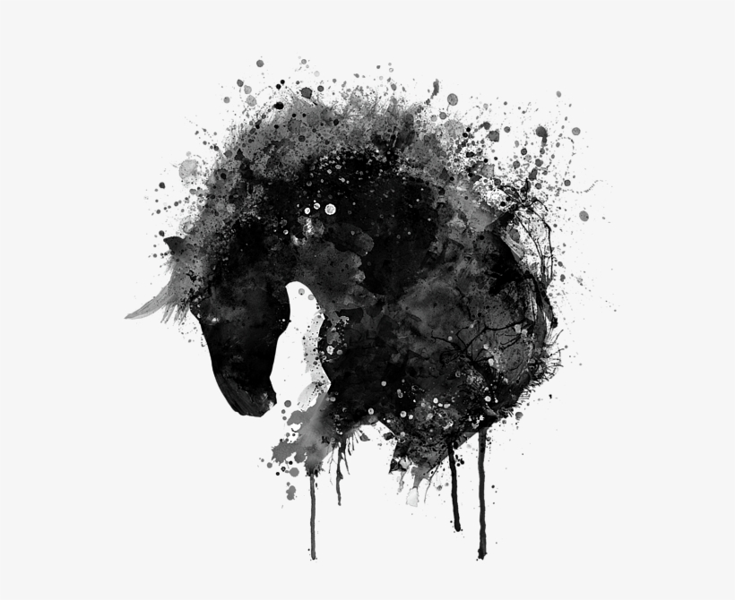 Click And Drag To Re-position The Image, If Desired - Black And White Watercolor Horse, transparent png