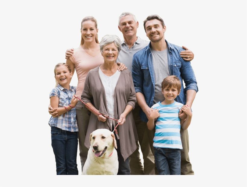Click Here To Start Your Claim - Family With Grandparents And Dog, transparent png