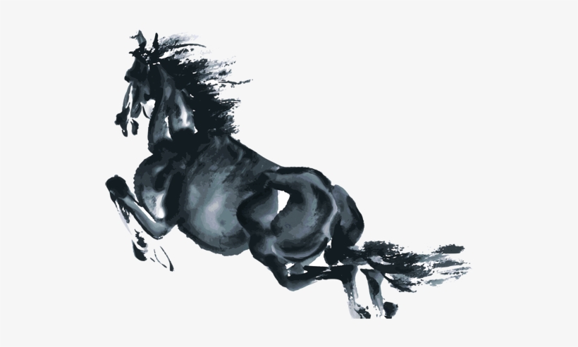 Graphic Black And White Download Ink Wash Painting - Water Color Horse Png, transparent png