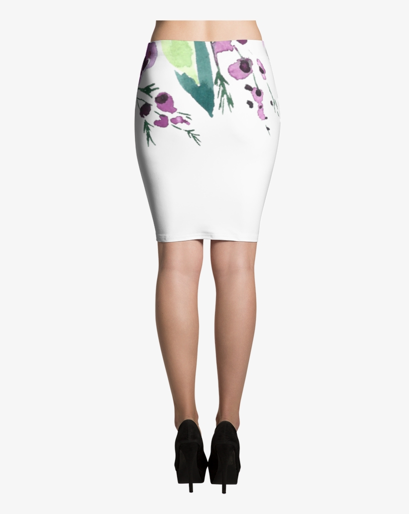 Watercolor Flowers Pencil Skirt - Imagineavalon Funky Christmas Skirt, Ugly Sweater,, transparent png