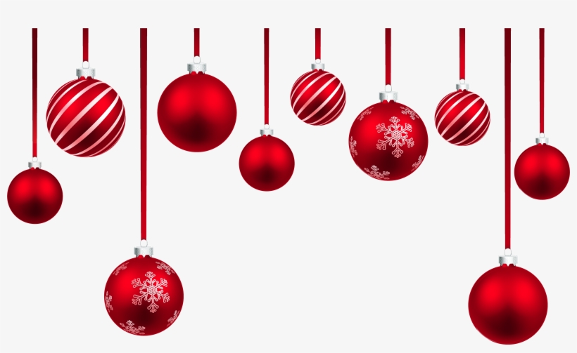 Red Christmas Hanging Balls Decor Png Clipart Image - Hanging Christmas Ornament Png, transparent png