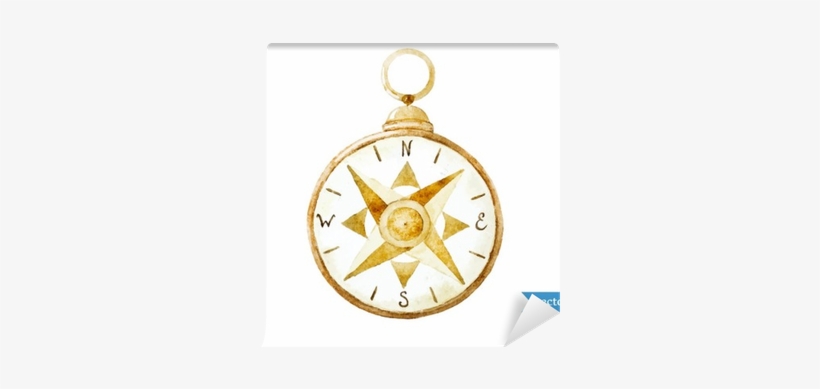 Watercolor Compass Wall Mural - Compass Watercolor, transparent png