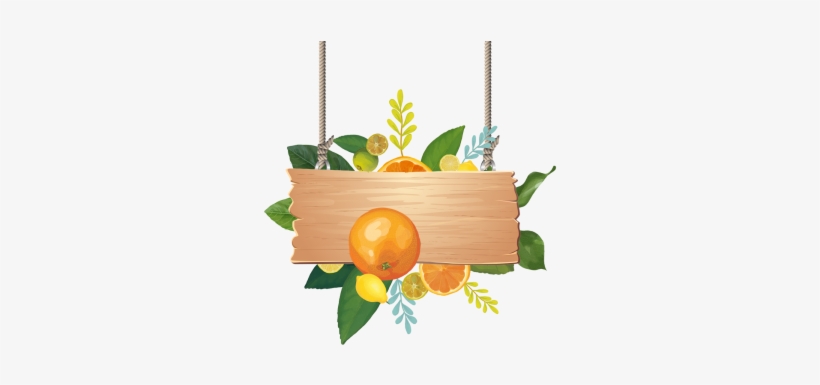 Wooden Sign Board With Watercolor Summer Tropical Fruits, - Watercolor Painting, transparent png