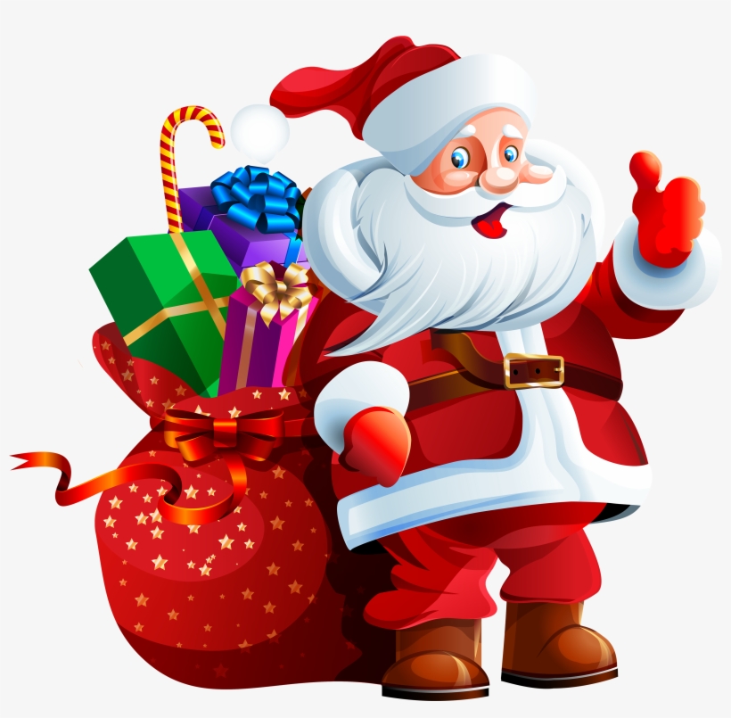 Santa Claus With Big Bag Png Clipart - Christmas Santa Clip Art, transparent png