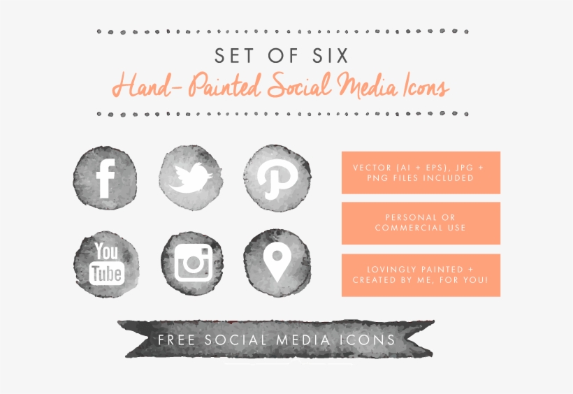 These Social Media Icons - Social Media Icon Vector Watercolor, transparent png