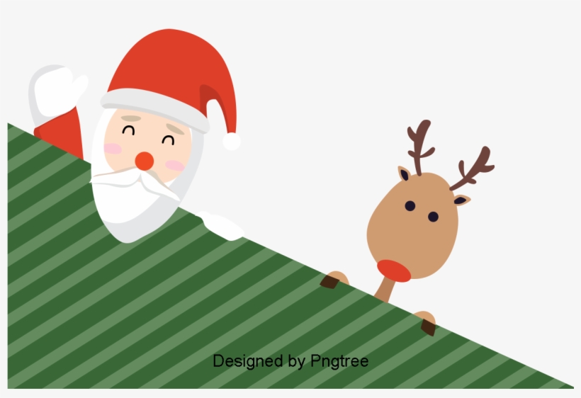 Cartoon Christmas Santa And Deer, Cartoon, Hand Painted, - Christmas Day, transparent png