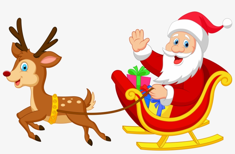Santa Sleigh Png Images Free Download Graphic Transparent - Santa Sleigh And Rudolph, transparent png