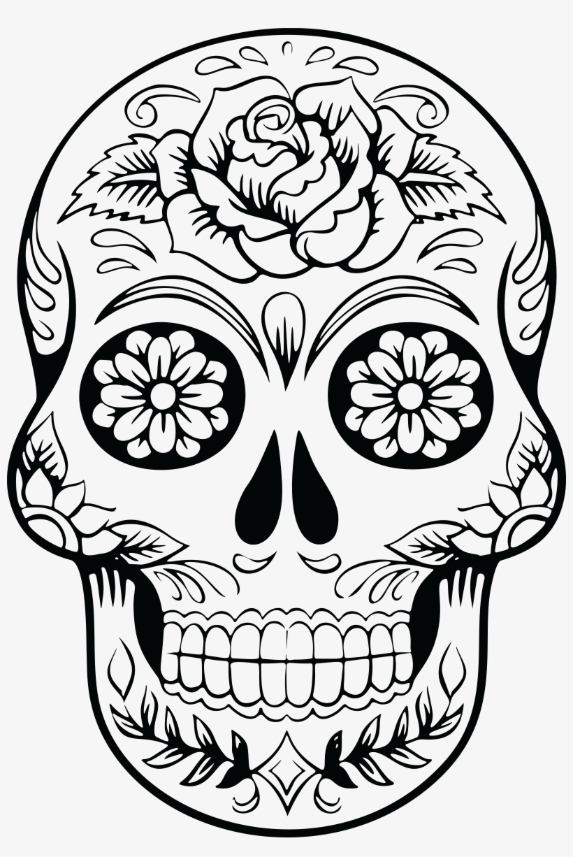 28 Collection Of Sugar Skull Clipart Free - Black And White Sugar Skull, transparent png