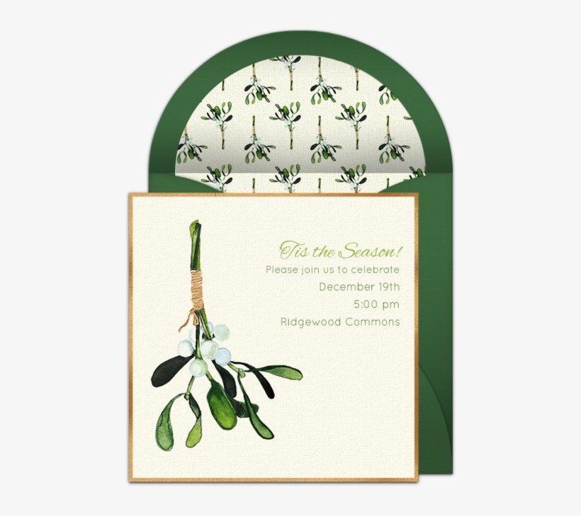 Customizable, Free Mistletoe Watercolor Online Invitations - Jasmine, transparent png