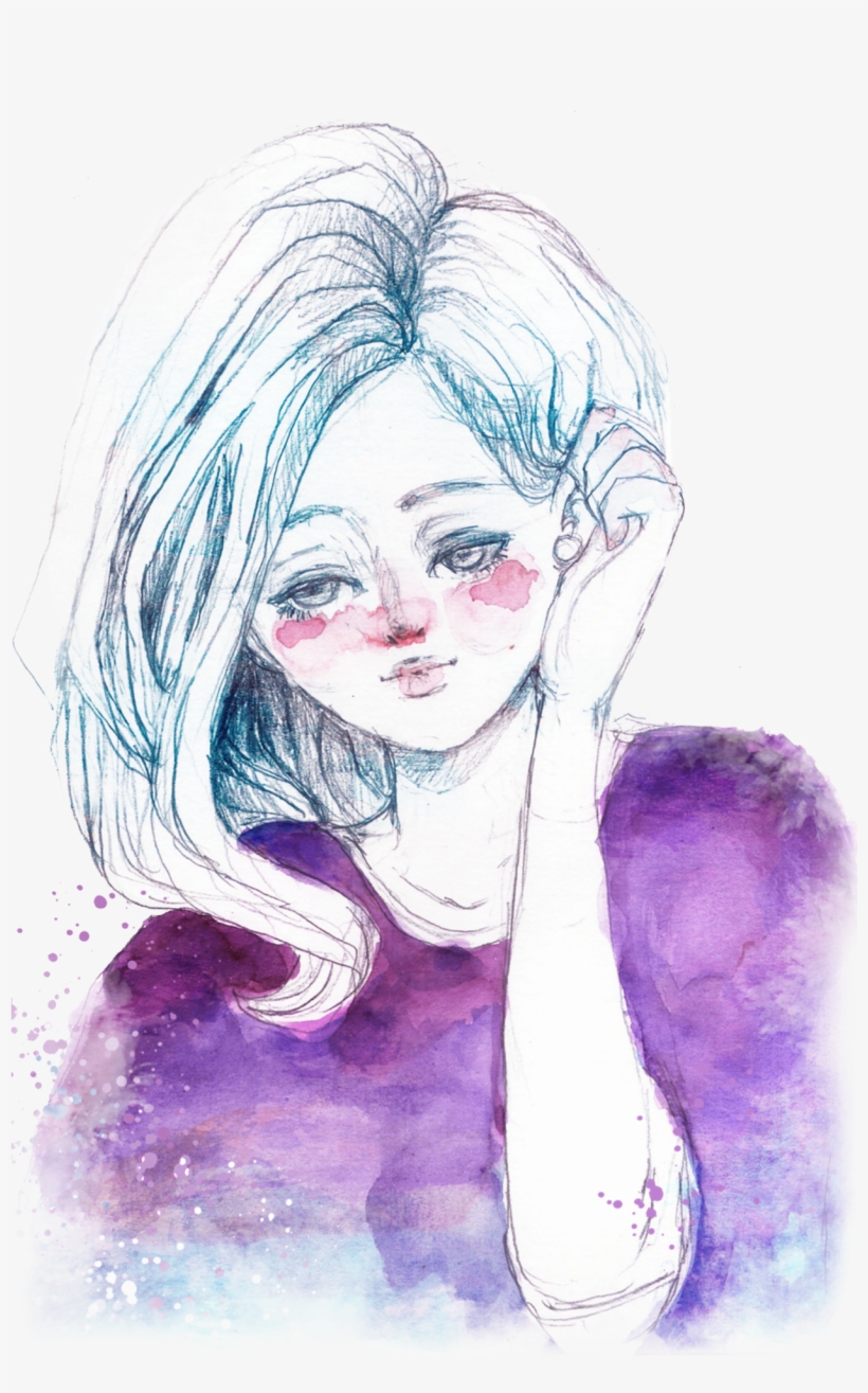 Watercolor Girl - Transparent Watercolor Girl Drawing, transparent png