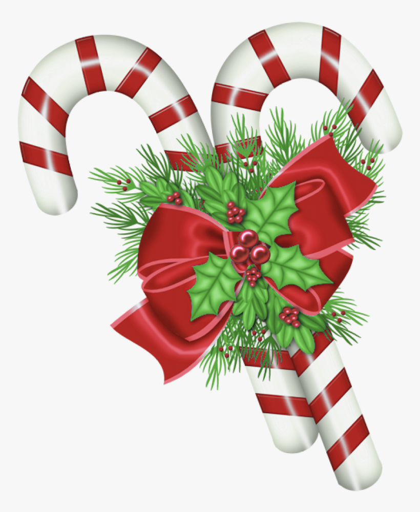 Transparent Christmas Candy Canes With Mistletoe Png - Christmas Candy Canes, transparent png