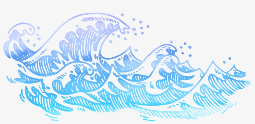 Drawing Watercolor Painting - Waves Drawing Black And White, transparent png