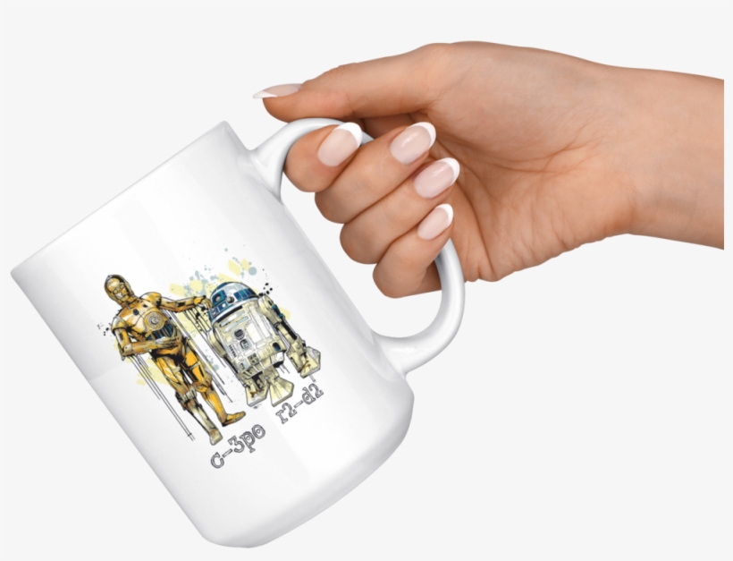 C3po And R2d2 Watercolor Mug Star Wars - Mug, transparent png