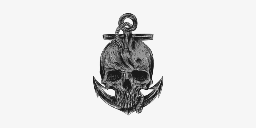 Skull With Anchor Tshirt Design Illustration, Skull, - Skull, transparent png