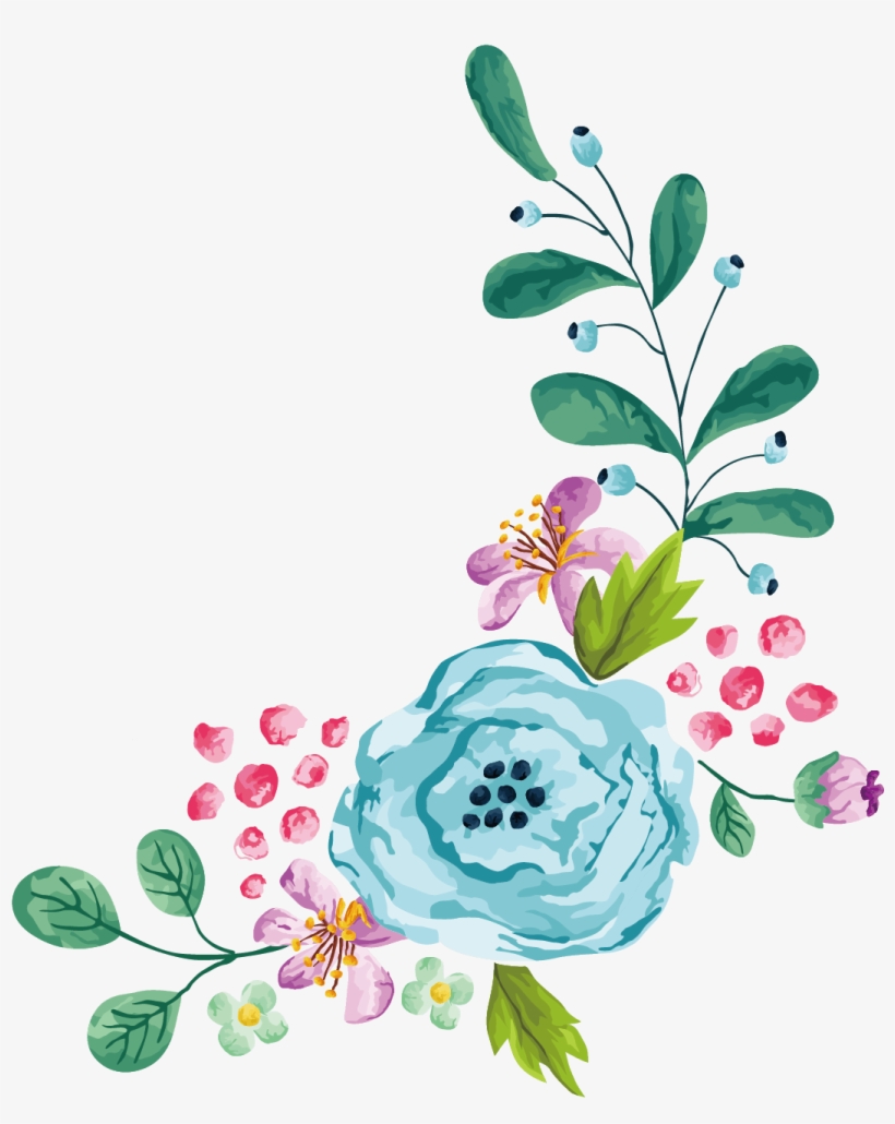 Blue Watercolor Flower Png - Watercolor Flower Blue Png, transparent png