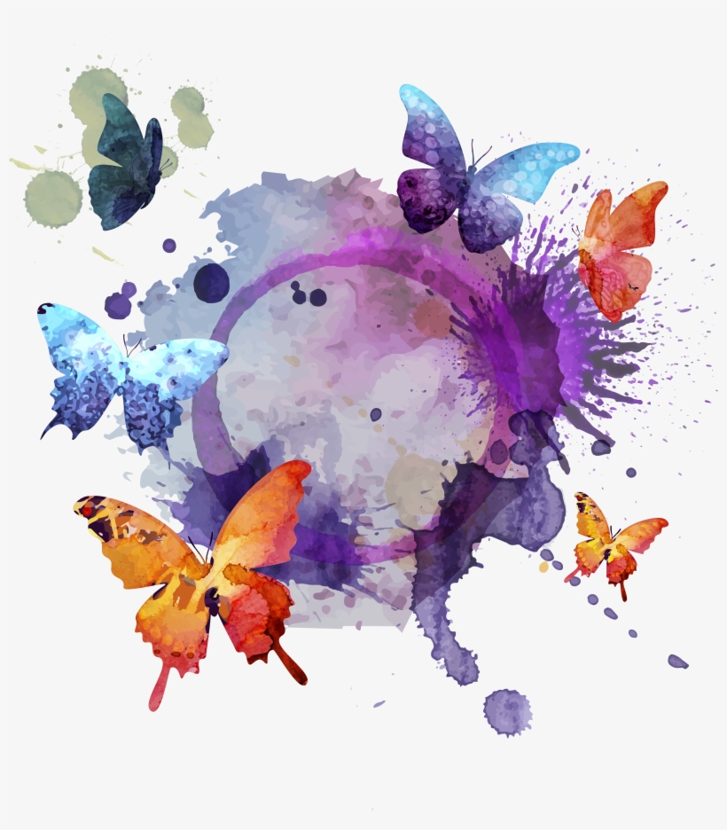 Painting Illustration Render Transprent - Butterflies Background, transparent png
