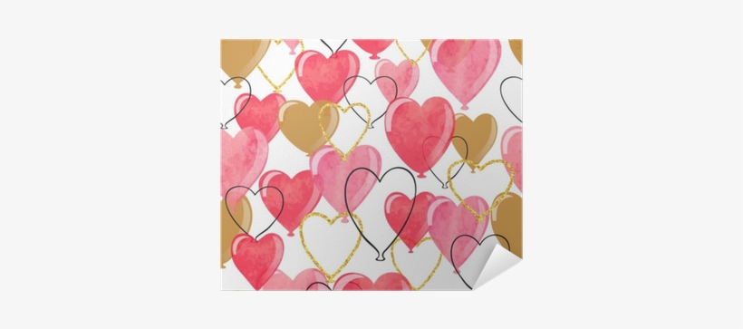 Watercolor Heart Balloons Seamless Pattern - Watercolor Painting, transparent png