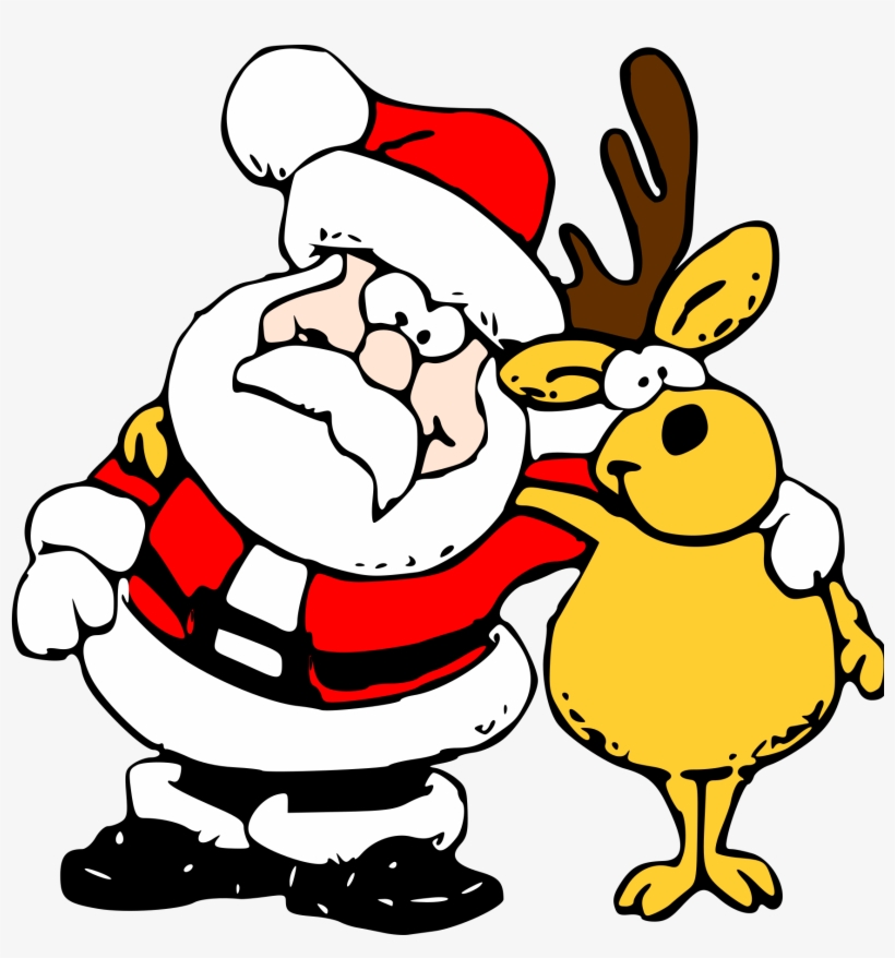 Santa Claus Is Coming To Town - Cartoon Santa And Reindeer, transparent png