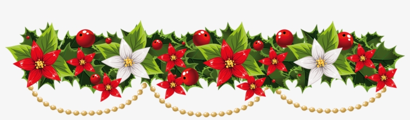 Transparent Christmas Mistletoe Garland With Pearls - Clip Art Christmas Garland, transparent png