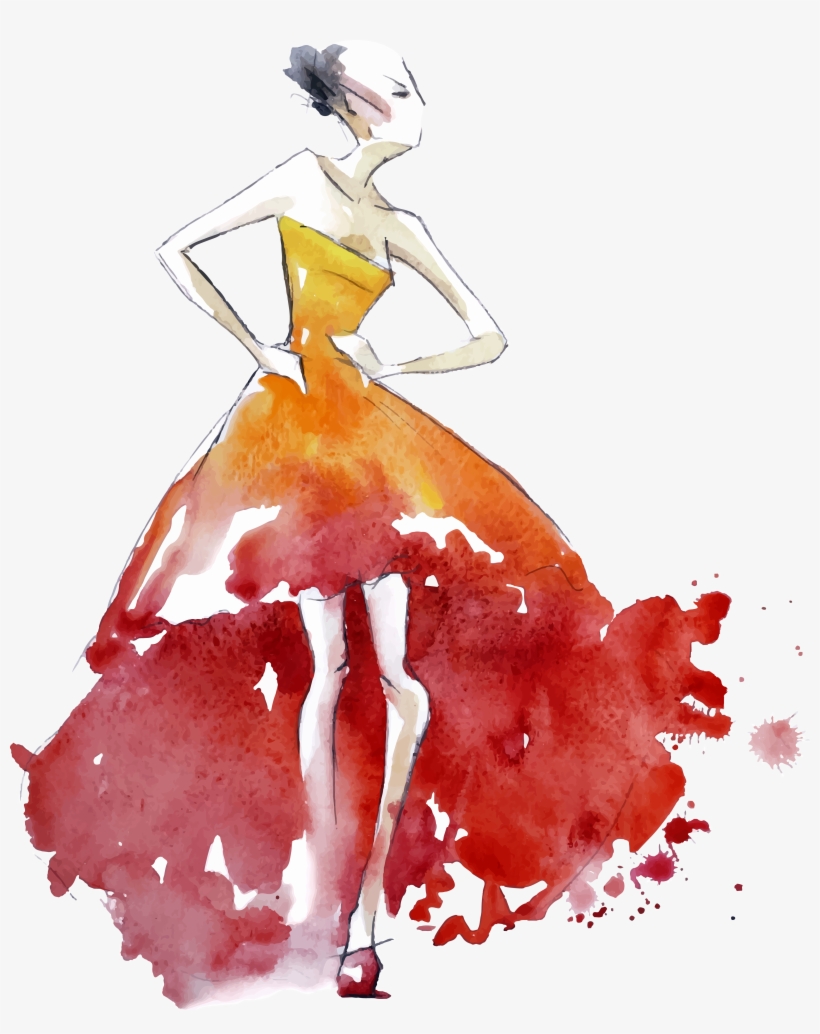 Fashion Design Illustration Painted - Fashion Design Institute Brochure, transparent png