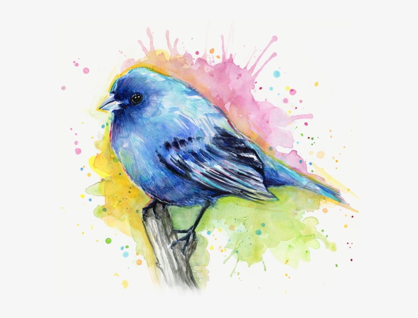 Indigo Bunting Blue Bird Watercolor Kids T, transparent png