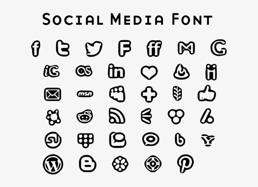 Social Media Icons Bold Font - Icon, transparent png