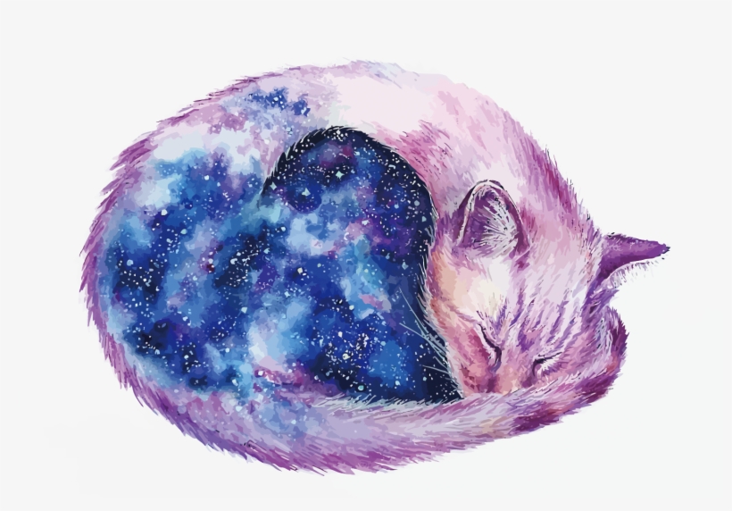 Cat Watercolor Painting Deviantart - 星空 貓咪, transparent png