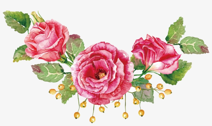 Flower Bouquet Watercolor Painting Beach Rose - Pink Rose Vector Png, transparent png