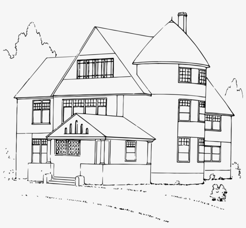 White House Black And White Drawing - Black And White House Clip Art, transparent png