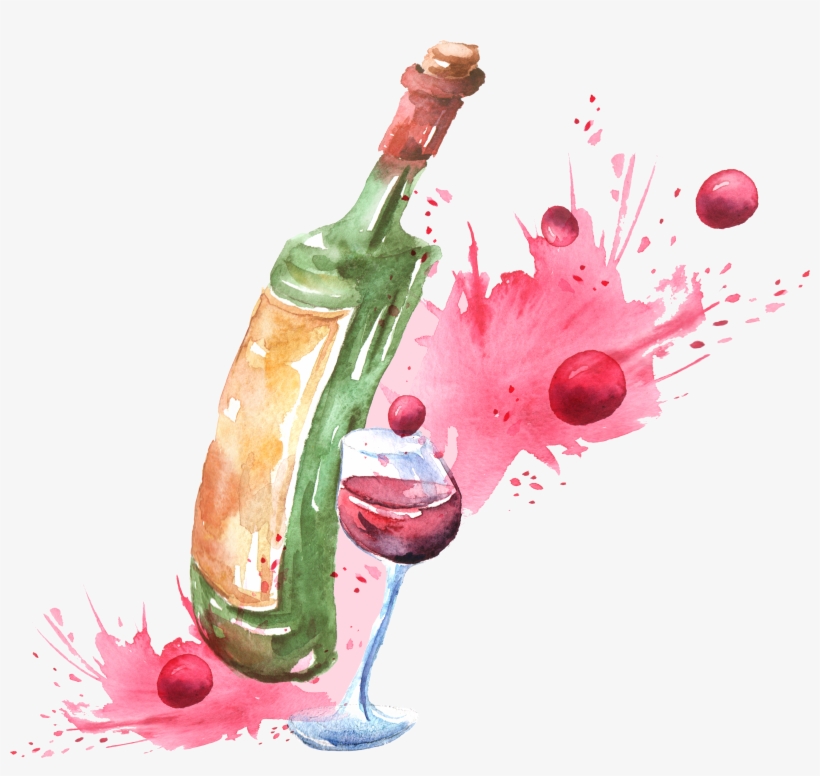Clipart Transparent Stock Red Wine Cocktail Watercolor - Water Color Wine Png, transparent png
