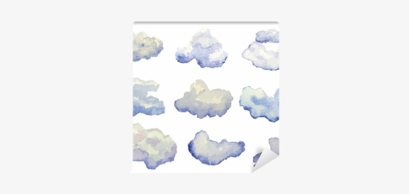 Vector Set Of Watercolor Clouds Isolated On White Wall - 구름 수채화, transparent png