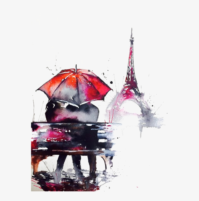 Paris Watercolor Painting Oil Painting Illustration - Water Painting Of Love, transparent png