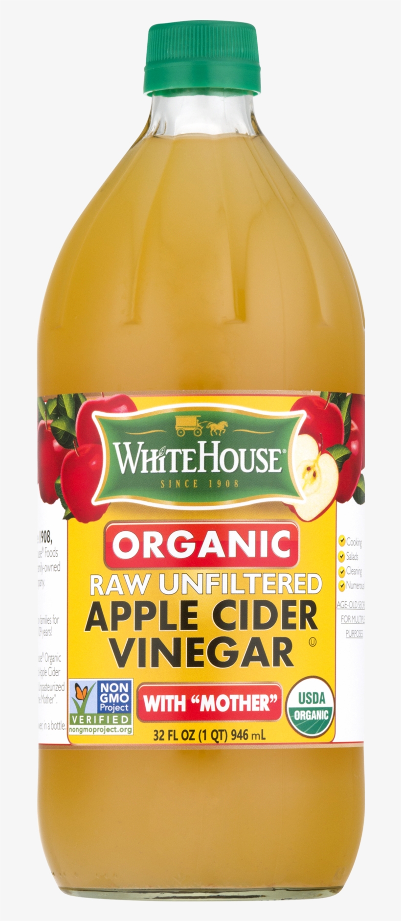 White House Organic Apple Cider Vinegar, Raw & Unfiltered, - Whitehouse Organic Acv W/ Mother, transparent png