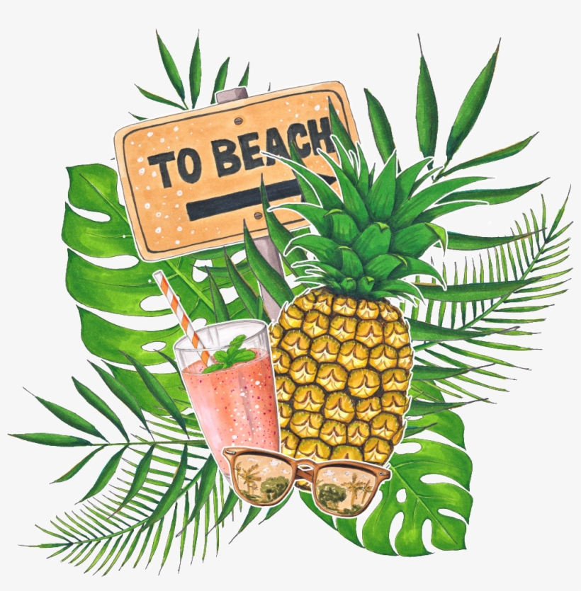 This Graphics Is Hand Painted Tropical Fruit Drink - Caroline's Treasures To The Beach Summer Flag Canvas, transparent png