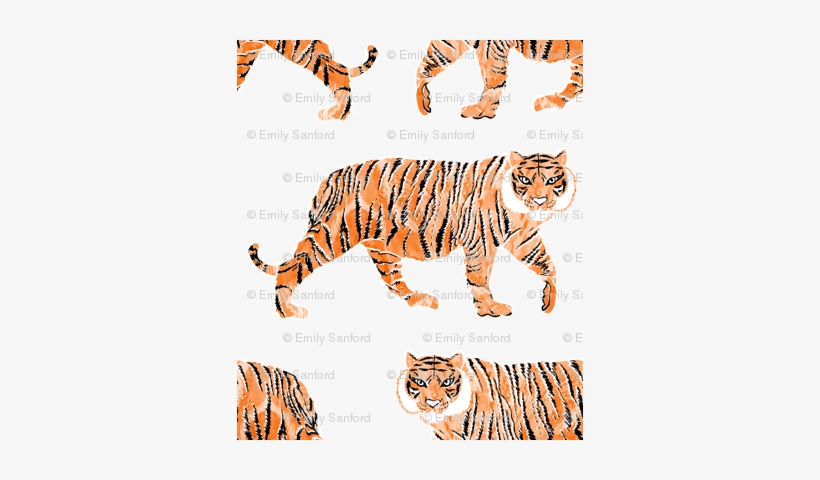 Watercolor Tiger - Black, Orange, And White Custom Wallpaper By Emilysanford, transparent png