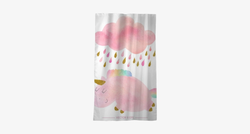 Watercolor Unicorn And Cloud With Rain Blackout Window - Rosy Maple Moth, transparent png