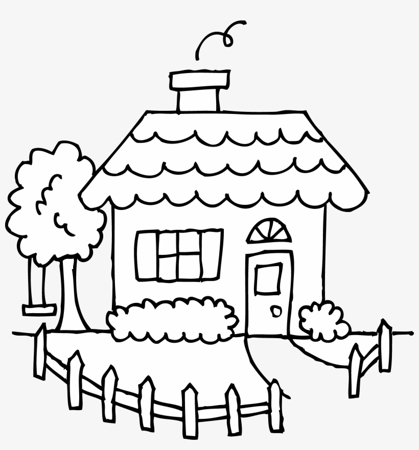 Tree - Black And White Clip Art House, transparent png