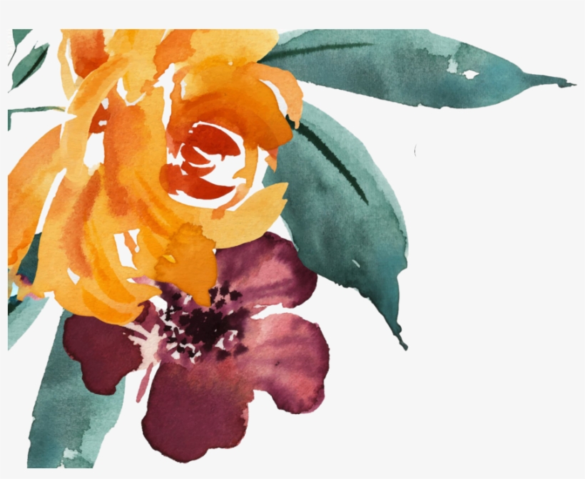 Free Watercolor Hand Drawn Flowers With Foliage - Watercolor Red Flower Png, transparent png