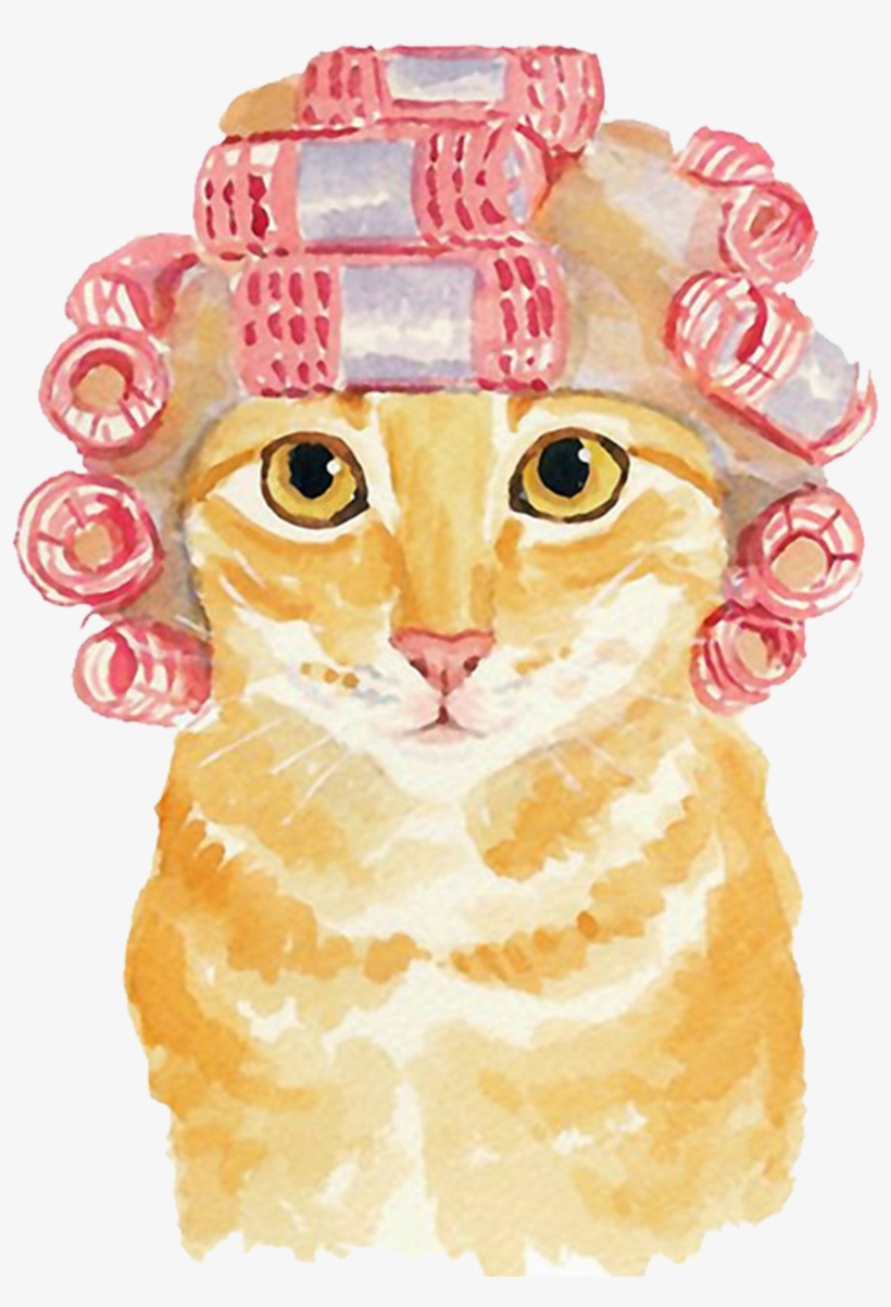 Clip Black And White Stock Cats Vector Watercolor - Watercolor Cat With Hat, transparent png