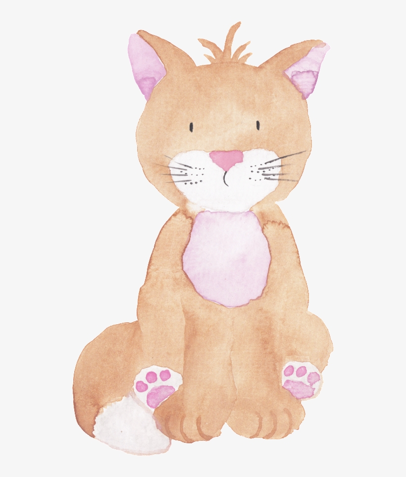 Hand Painted Watercolor Cat Doll Transparent Cartoon - Watercolor Painting, transparent png